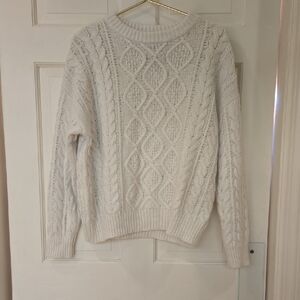 Daily Drills White Cable Knit Sweater